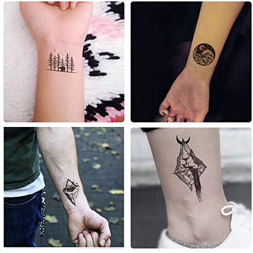 Ooopsiun 20 Sheets Black Mountain Temporary Tattoos For Adult Men Women , Waterproof Fake Tattoos Body Art Sticker For Hand Neck Wrist Arm #TOP3