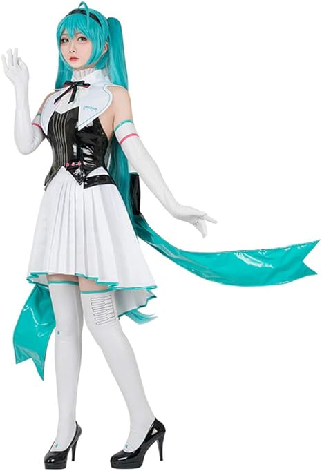 Amazon 初音ミクコスプレ衣装セット 初音ワンピース 初音ミクコスプレ服 交響曲 Vocaloid 日常服 初音ミクコスプレ衣装 アニメ Mikuコスプレチーム 漫画 L コスプレ 仮装 通販