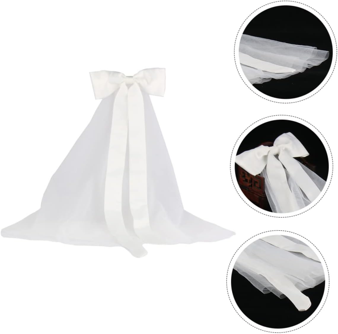Gatuida 2pcs Beautiful Bridal Veil Bow and Comb Elegant Wedding Accessory for Bride Lightweight Romantic Headpiece for Bridal Shower Engagement Party and Dance Events