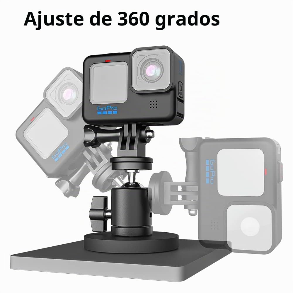 Soporte magnético para cámara de acción Go Pro, Soporte Giratorio de 360 °, Compatible con GoPro Hero 13 12 11 10 9 8 7 6 5 Negro, dji Osmo Action 5 Pro 4 3 2, Crosstour/Campark/AkASO y más