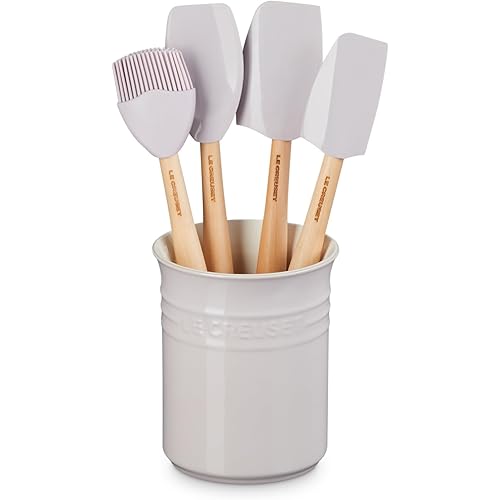 Le Creuset Stoneware & Silicone Utensil Crock Set, Shallot