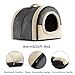 Hollypet Katzenbett Kleines Hundebett, 2-in-1 Faltbare Haustierbett für Katzen & Kleine Hunde, Warmes Höhlennest Kristallsamt-Katzenhöhle Indoor Outdoor, Dunkelgrau