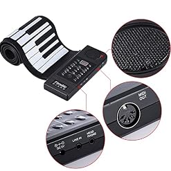 CHOYUE Portable Silicon 61 Touches Roll Up Piano MIDI électronique Clavier avec Haut-Parleur – Image 6