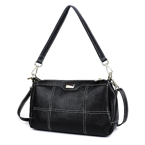 imeetu Shoulder Purse Bag with 2 Removable Straps for Women, Genuine Leather Cross Body Bag with Multi Pocket