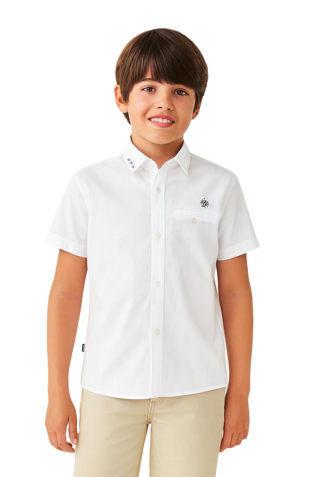Camisa de niño algodón blanco, cuello clásico, Mayoral 6124