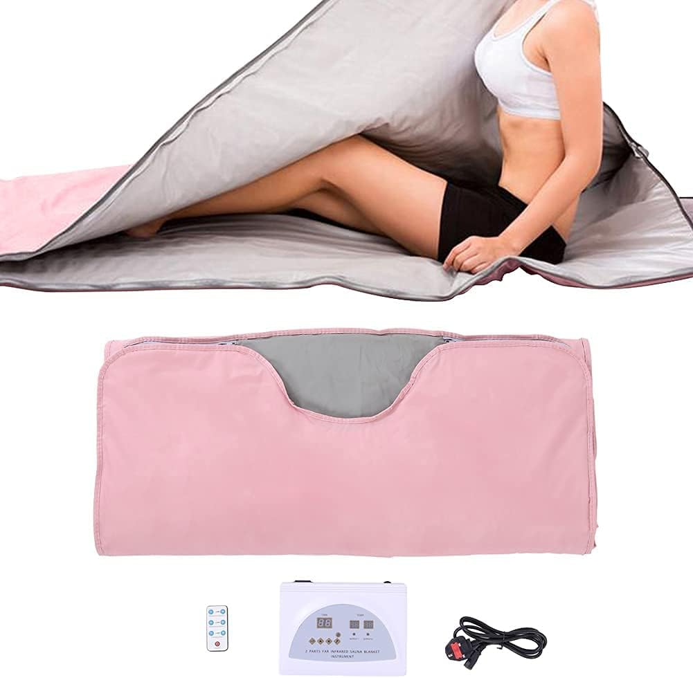 Manta profesional de sauna digital infrarroja lejana mejorada con cremallera: calefacción de 2 zonas para una terapia de desintoxicación mejorada, equipo de belleza ideal para el hogar y spa en