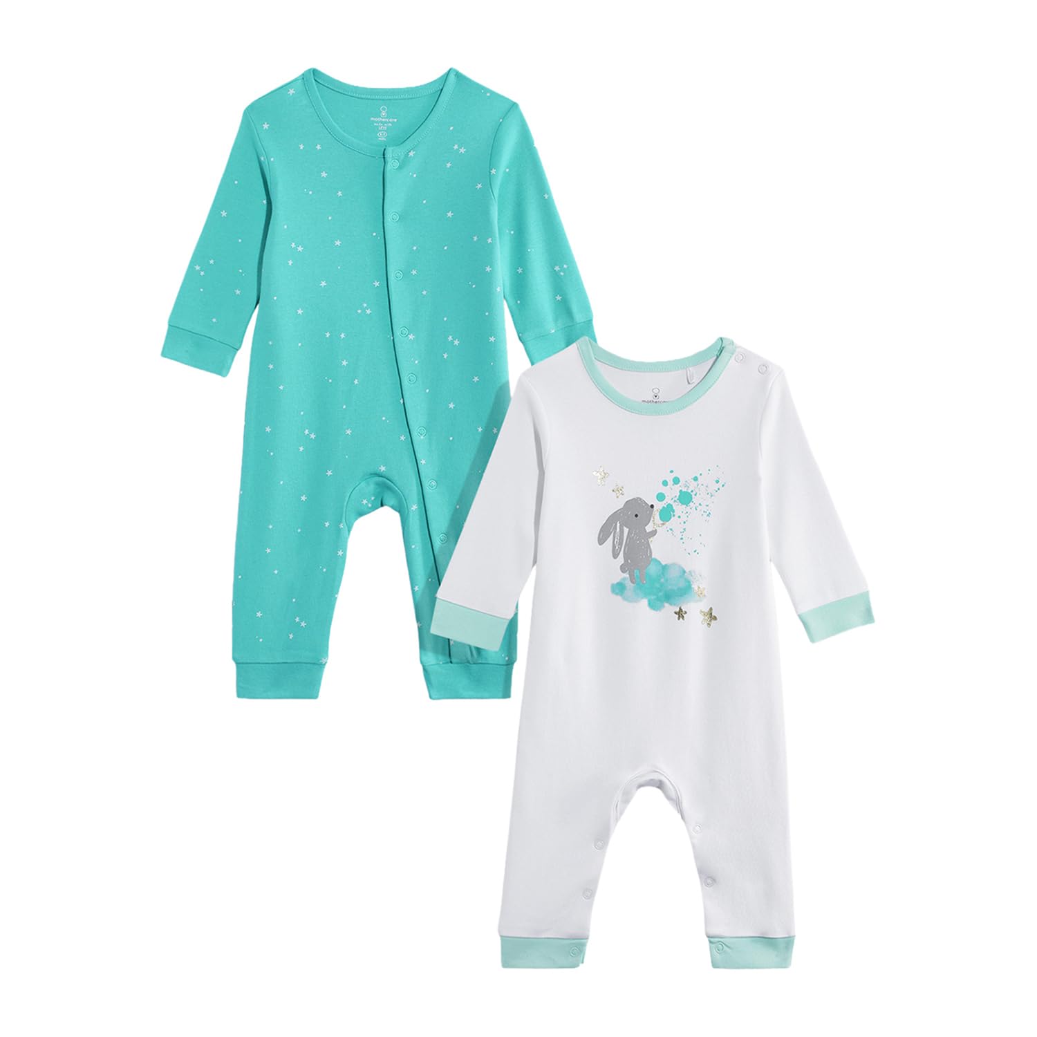 Mothercare Girls Autumn Charm Printed Full Sleeve All-In-One Romper | Soft Cotton Jumpsuit Bodysuit for Baby & Toddler | (Pack of 2)-picture-35