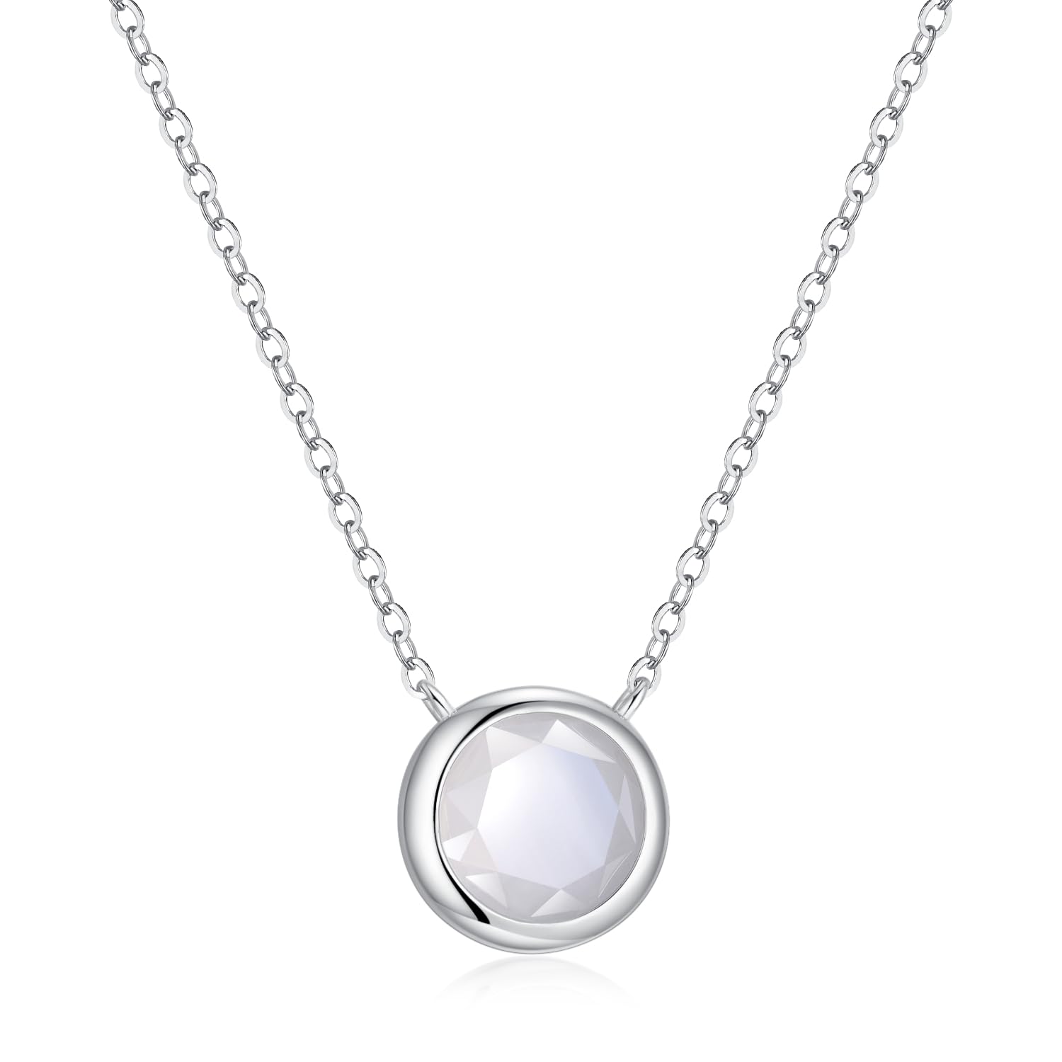 COAI Collana da Donna in Argento 925 con Ciondolo di Pietra di Luna Adularia Naturale