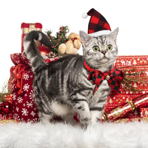 Disfraz Navideño con Sombrero y Corbatín para Mascotas miniatura 4