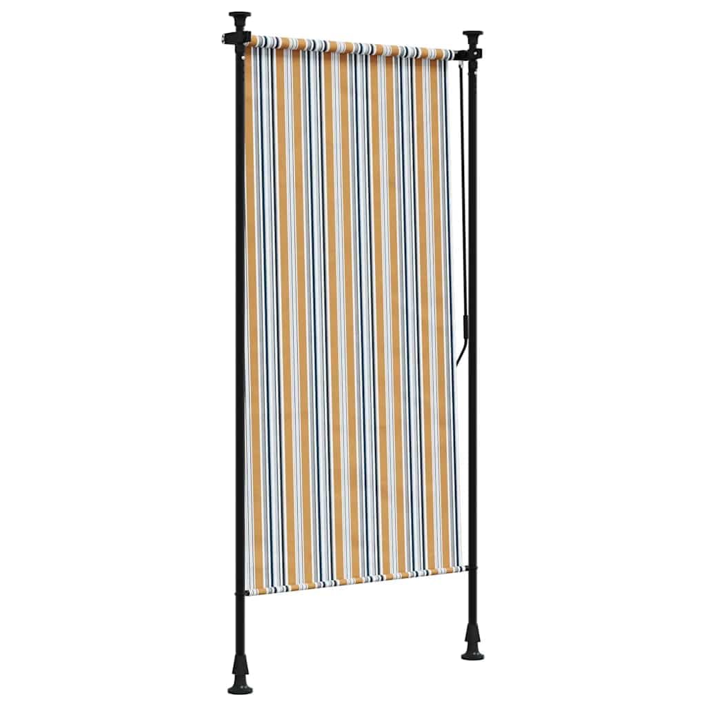 Markiza tarasowa żółto-biała 100x270 cm z regulowaną wysokością 225-275 cm, stalowa rama i tkanina PU odporna na promienie UV, roletka zewnętrzna z korbą do zwijania na balkon