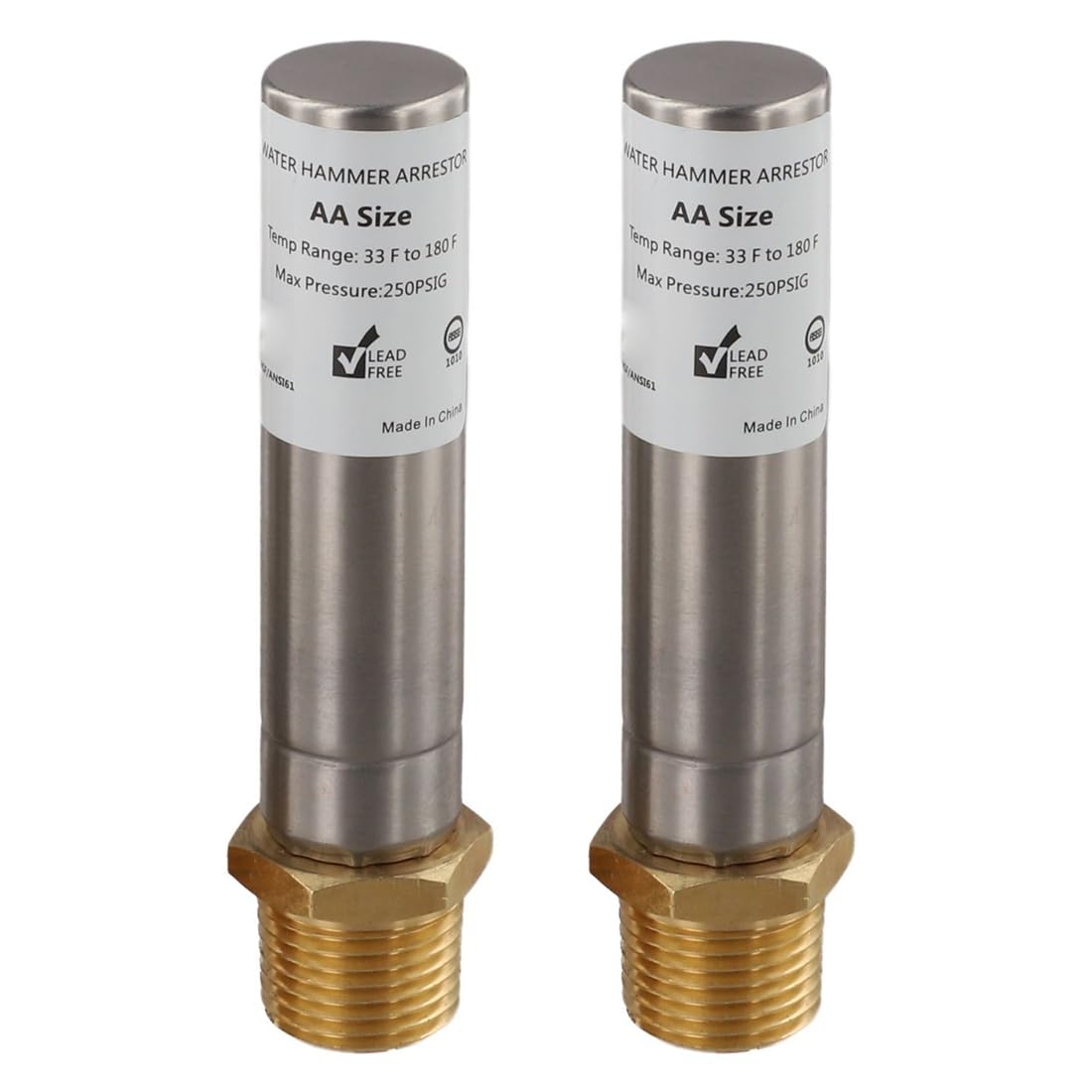 Hndhbfgrt Men's As Shown For Pipe Noise Reduction 2Pcs Water Hammer Arrestor 1/2" Npt Brass& Stainless-Steel Connections