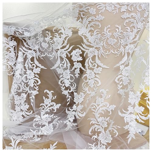 Tissu dentelle brodée pour robe de mariée et ateliers créatifs DIY