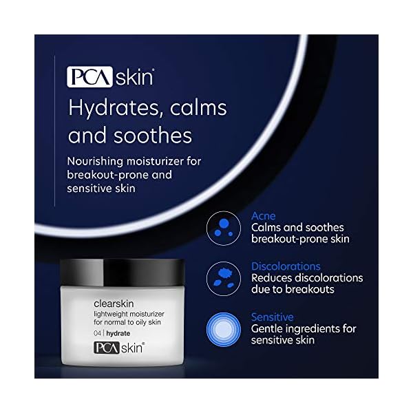 PCA SKIN Clearskin Lightweight Face Moisturizer for Oily Skin, Daily Hydrating Facial Moisturizer for Oily, Acne-Prone, and Sensitive Skin, Quick Absorbing, Reduces Discolorations, 1.7 oz Jar