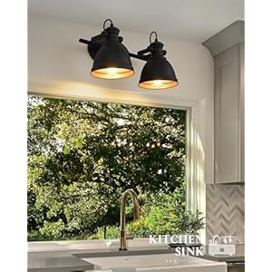 Industrial Bathroom Vanity Light Fixture, 2-Light Wall Mounted Vanity Lamp Over Mirror, Black Metal Frame, AD-2151-2W Industrial Bathroom Vanity Light Fixture 2 Light Wall Mounted Vanity Lamp Over Mirror Black Metal Frame AD 2151 2W