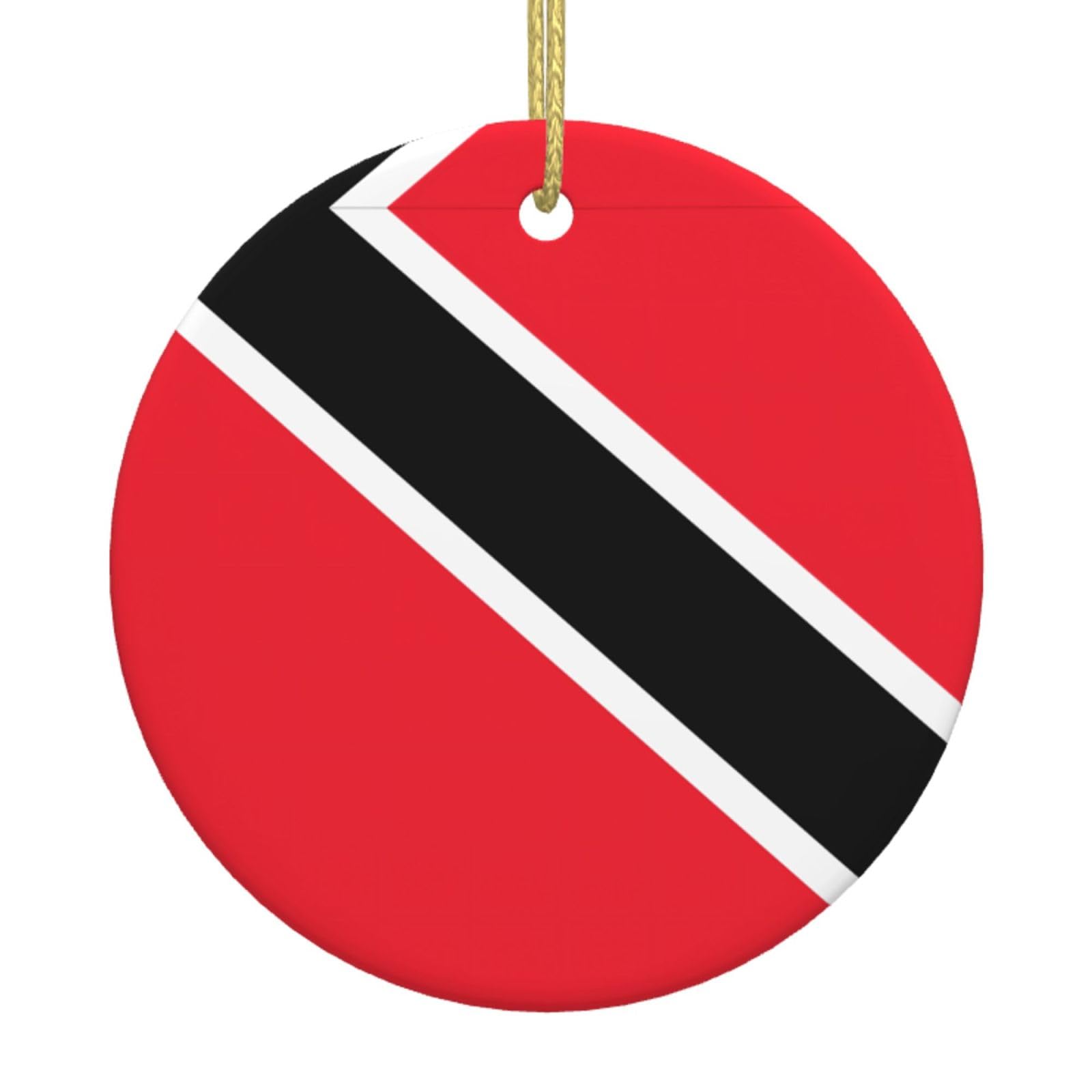 Flag of Trinidad and Tobago Printed Christmas Tree Ceramic Ornaments Holiday Decoration Christmas Unique Pendant for Christmas Party