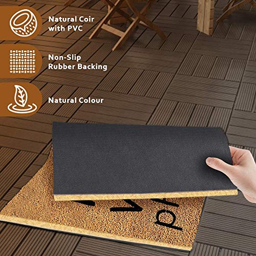 Image of nlymat Key Wallets Phone Printed Anti-Slip Doormat (Black and Brown) Shaped Entryway Rug Natural Coir with PVC Backing for Outdoor Entrance Home Mats Floor Door Hall, Living Room (75cm x 45cm)