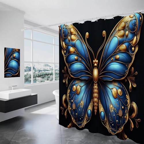 Rideau douche papillon luxe en polyester imperméable 180x200 cm chic - 2