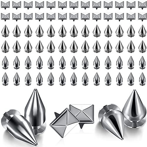 460 Pieces Studs For Clothing, 300 Pyramid Studs Jacket Studs Spikes 0.4 Inch 4 Square Rivets 160 Metal Studs 0.4 0.6 Inch Silver Spikes And Studs For Punk Clothing Accessories Diy Craft Decor #TOP1