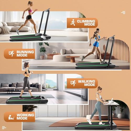 Image of ANCHEER Treadmill with 12% /15% Incline, Folding Walking Pad with Handle Bar, 320-450lb Capacity Under Desk Foldable 3.5HP Treadmills for Home /Office /Gym,Installation-Free