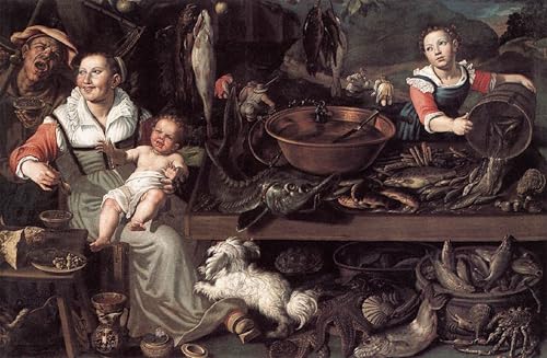 Cuadro en lienzo de Pescaderías por Vincenzo Campi para un dormitorio elegante