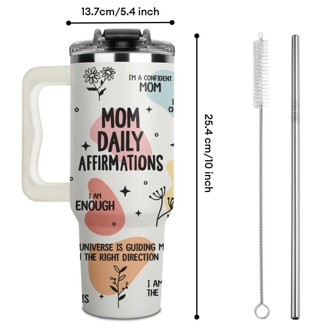 Mothers Day Gifts for New Mom, Mom Daily Affirmations Tumbler 40Oz – Gifts for Mom's Birthday, Expecting Moms Present, Momma Gift from Daughters, Sons, Kids, Inspirational Mama Mug, New Mommy Cup