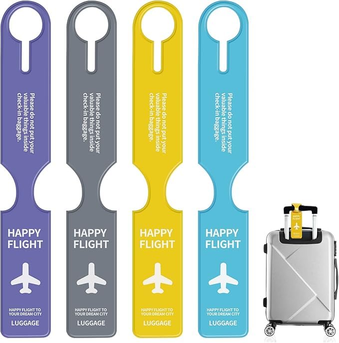 RAXIMEL Luggage Tags for Suitcases, Handbags & Backpacks – Anti-Lost Travel ID Tags with Name, Address & Phone Card – Bright, Durable, Privacy Flap Travel Bag Identifier for Men & Women (4-Pack)-image-32