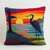 COMPLETE ALL-IN-ONE KIT – Everything included: Pre-sewn pillow cover with vibrant printed grid, latch hook, pre-cut yarn & English instructions. Start crafting immediately – no extra tools needed! STRESS-RELIEVING DIY FUN – Perfect for beginners! Rel...