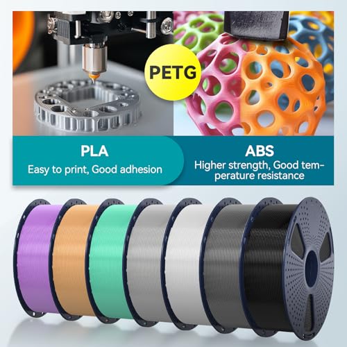 Image of PETG Filament 1.75mm - 2kg(4.4lbs) Elite 3D Printer Filament, 1.75mm Dimensional Accuracy + /- 0.02mm, Black + White Bundle