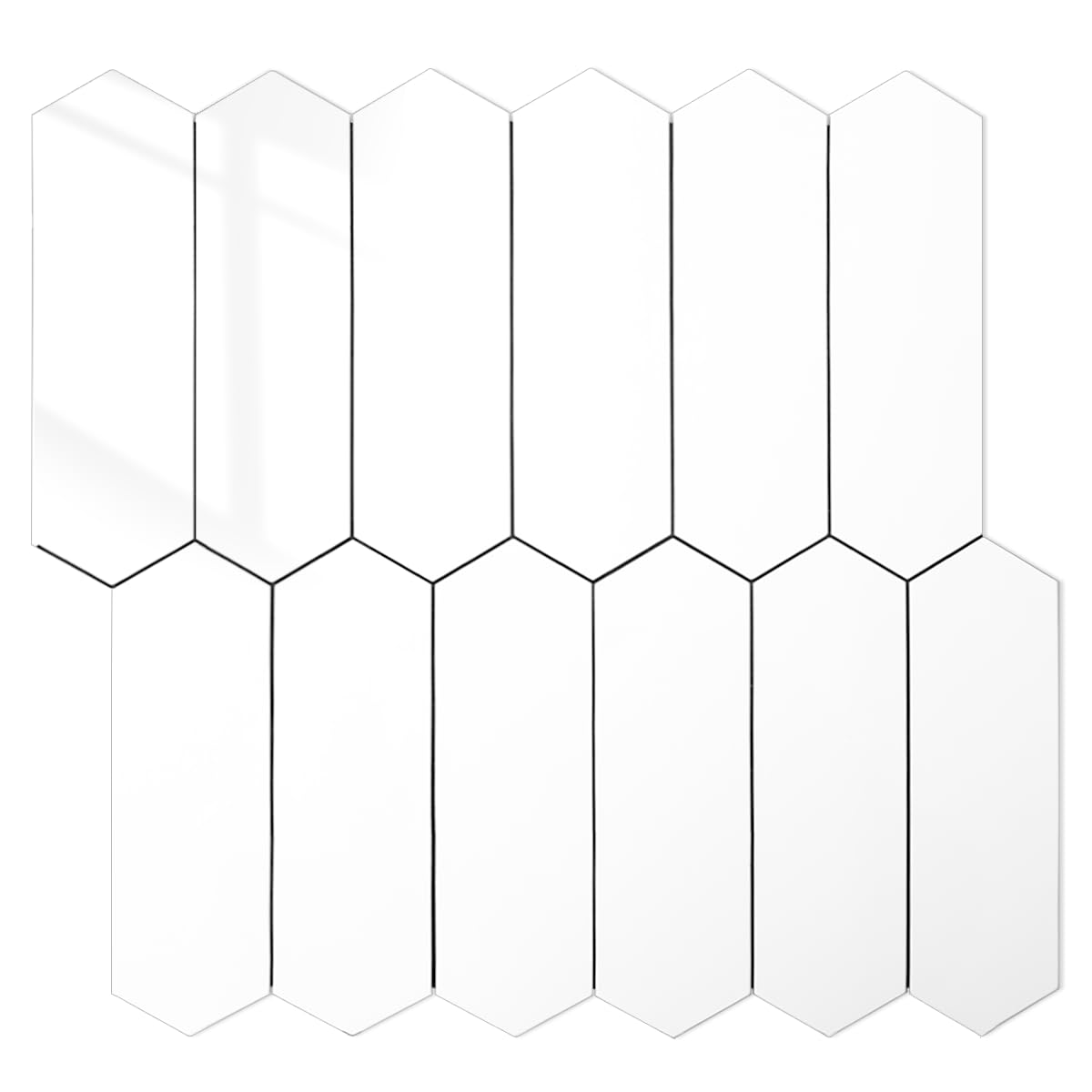 DICOFUN Long Hexagon Peel and Stick Backsplash (Polished White)