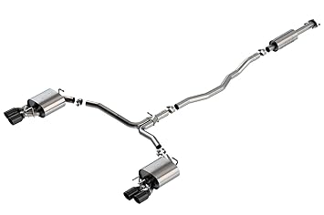Borla 140823BC S-Type Cat-Back Exhaust System 2.5 in. 2.25 in. Dual Round Rolled Angle-Cut Black Chrome 3.5 in. Tip Size Dual Split Rear Exit S-Type Cat-Back Exhaust System