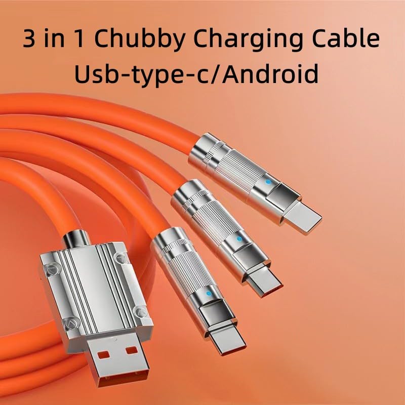 Miniatura 4 de Chubby Cable de carga múltiple 3 en 1 cable de carga con cable USB ligero adecuado para varios teléfonos móviles con puertos de carga tipo CAndroid