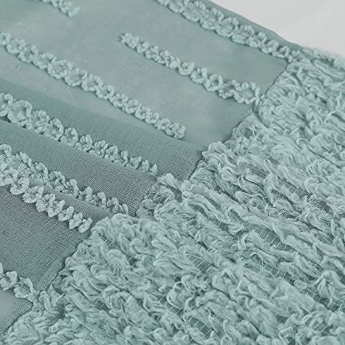 Mysky Home Teal Snowflake Pattern Room Darkening Sheer Curtains 72 Inch Length For Bedroom Grommet Window Curtain 2 Panels #TOP5