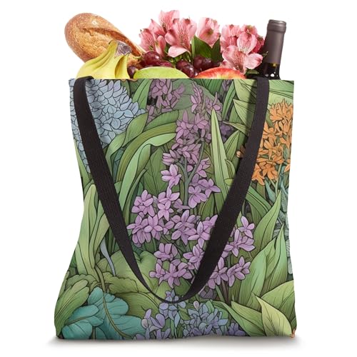 Bolso tote con estampado floral de flores silvestres color lila miniatura 4