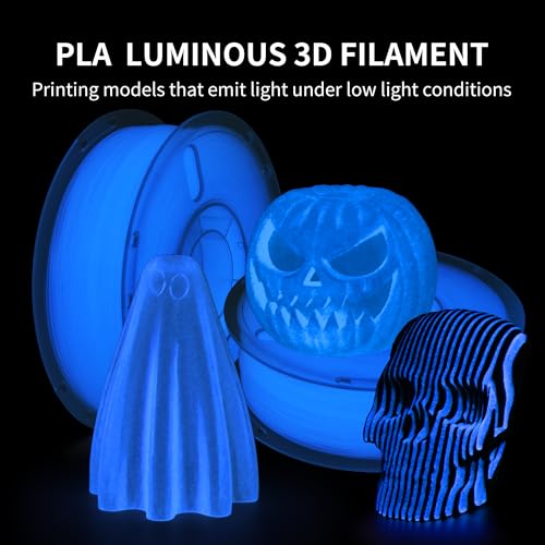 Image of RAMBERY Glow in The Dark Blue 3D Printer Filament Luminous PLA Filament 1.75mm 3D Printing Filament Fit Most FDM Printers, 1kg(2.2lbs) /Spool