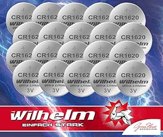 20 x CR1620 WILHELM litowe ogniwo guzikowe 3 V 70 mAh ø16 x 2,0 mm bateria DL1620, 6620
