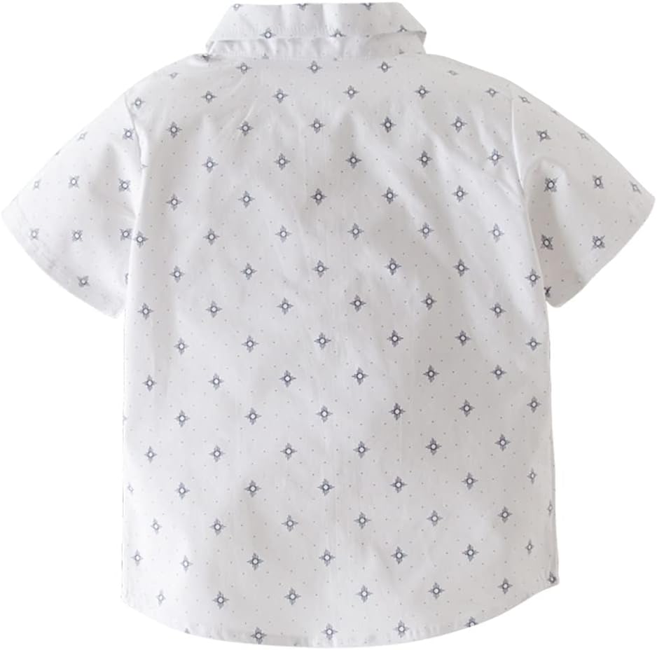 stylesilove Toddler Boy Short Sleeve Cotton Blend Button-Down Shirt - Casual and Formal Wear for Weddings & Special Events - Image 2