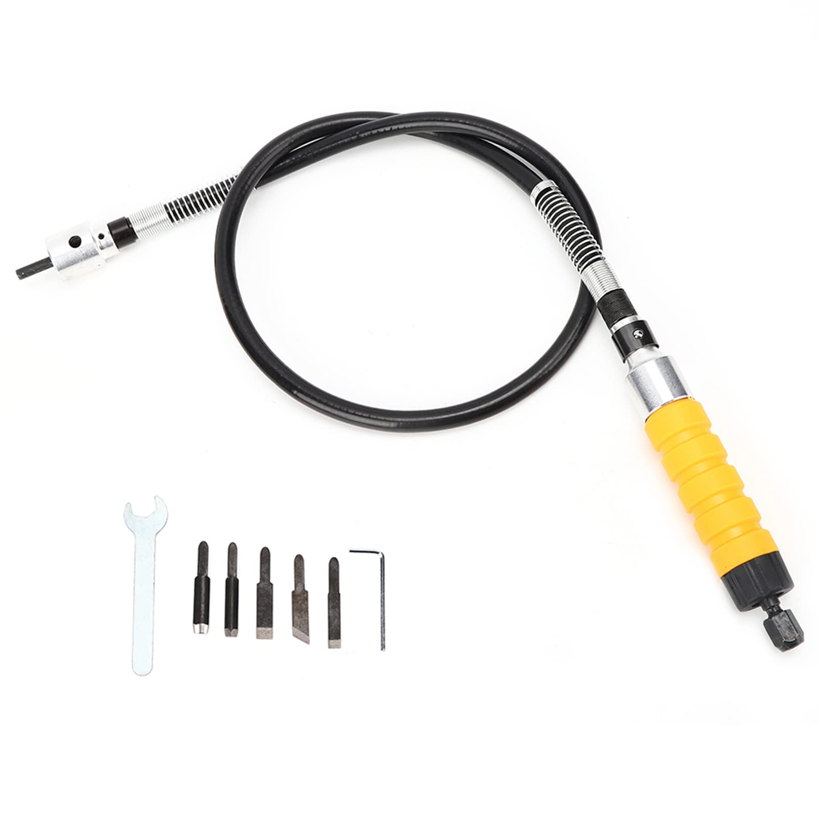Herramienta de Talla de Cinceles de Madera, Cincel de Carpintería Eléctrica con 5 Cuchillas para Tallar sin Esfuerzo, Amarillo, Acero Inoxidable y Material de Goma, Conectable para Escritorio