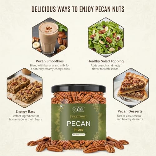 Image of LILA DRY FRUITS Pecan Nuts 100 Grams | American Raw Nut Naturally Delicious Healthy Snack for Cooking and Baking | Rich in Protein and Fibre | Premium Exotic Dry Fruit Perfect for Giftings