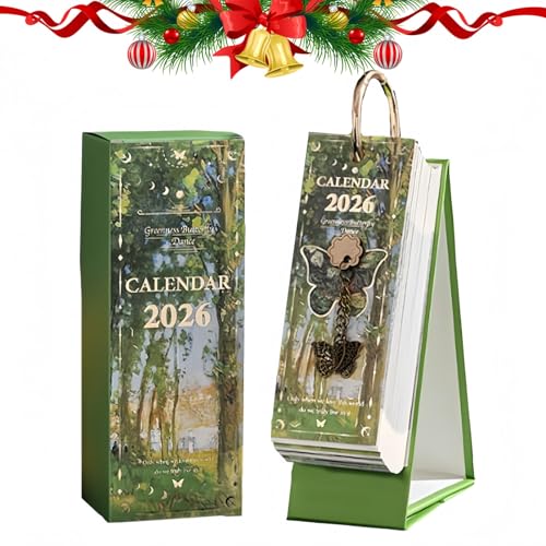 2026年ヴィンテージヨーロピアンスタイル油絵フリップカレンダー、バタフライペンダント、メモジャーナル、小さな3Dフリップスタンディングデスク、カレンダー、オフィスホームアート愛好家向け(#3)