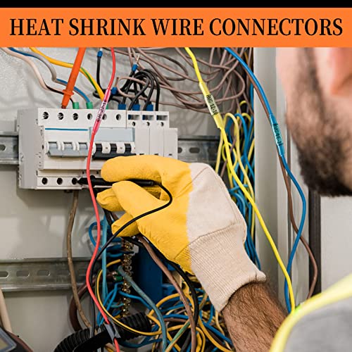 335PCS Heat Shrink Butt Connectors, Camtek Electrical Connectors Waterproof Wire Connectors Terminals Insulated Marine Automotive Copper Connector Kit - 4 Colors & 4 Sizes