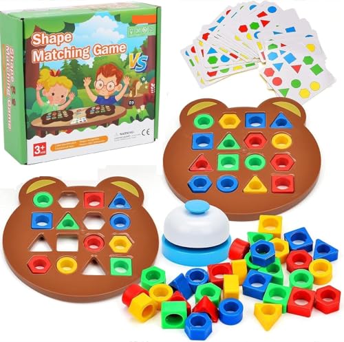 Image of Kiddie Galaxia Geometric Shape & Color Matching Puzzle Board Game | With Bell, For Kids 3+ Years, Sensory Educational, Family Game, Ideal for Gifting
