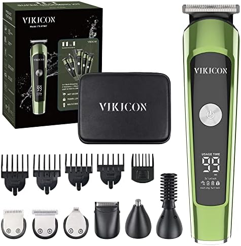 VIKICON Beard Trimmer for Men, All in 1 Beard Grooming Kit w/Bib&Travel Case, IPX7 Waterproof Electric Razor Shavers, Shaving Kit for Nose Mustache Face Body, Cordless Clippers Mens Gifts, FK-8788T