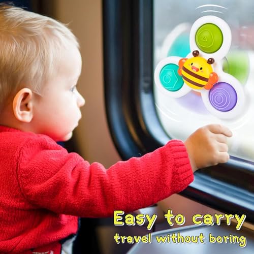 Image of 3 PCS Bath Suction Cup Fidget Spinner Sensory Bath Toys for Baby Rotating Suction Cup for Baby 6 12 18 Months Boy Birthday Gift Table /Window / (((Return Gift for Kids)))