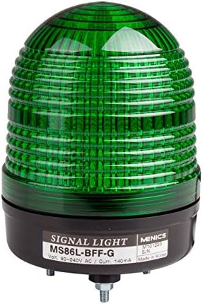 MS86T-RFF-G, Beacon Steady & Flash & Rotating Light, 86mm Green Lens, Stud Mount, High Intensity LED, 90-240V AC