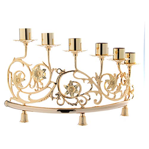 Pair of Candelabra with 6 arms in cast Brass, Baroque Style 30x50cm