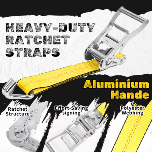WynWerth 4 Pack Ratchet Straps Heavy Duty, 2" x 20' Tie Down Straps - image 6