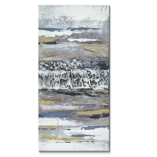 Image of Framed Textured Abstract Wall Art 30x60 cm Modern 3D Paint Pattern Canvas Print Colorful Artistic Decor for Living Room Bedroom Office or Hallway
