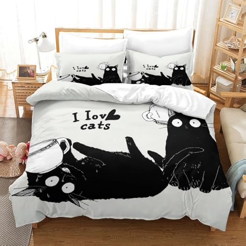 Parure de lit chat 3D microfibre résistante et douce 135x200 - 3