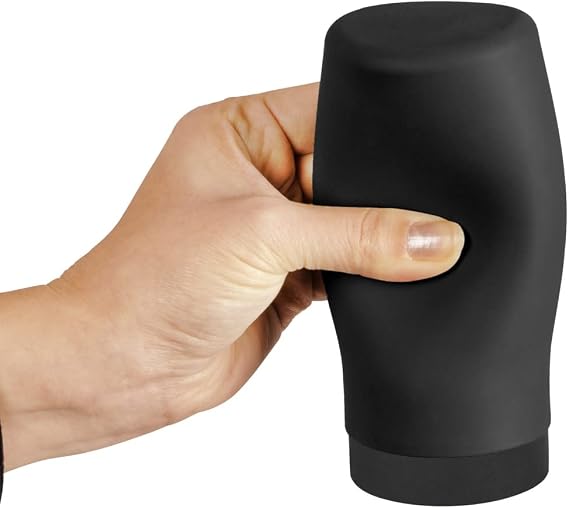 WENKO Easy Squeez-e Soap Dispenser 0.25 L Black, Silicone Nylon, 6x14x6 cm, 54675100