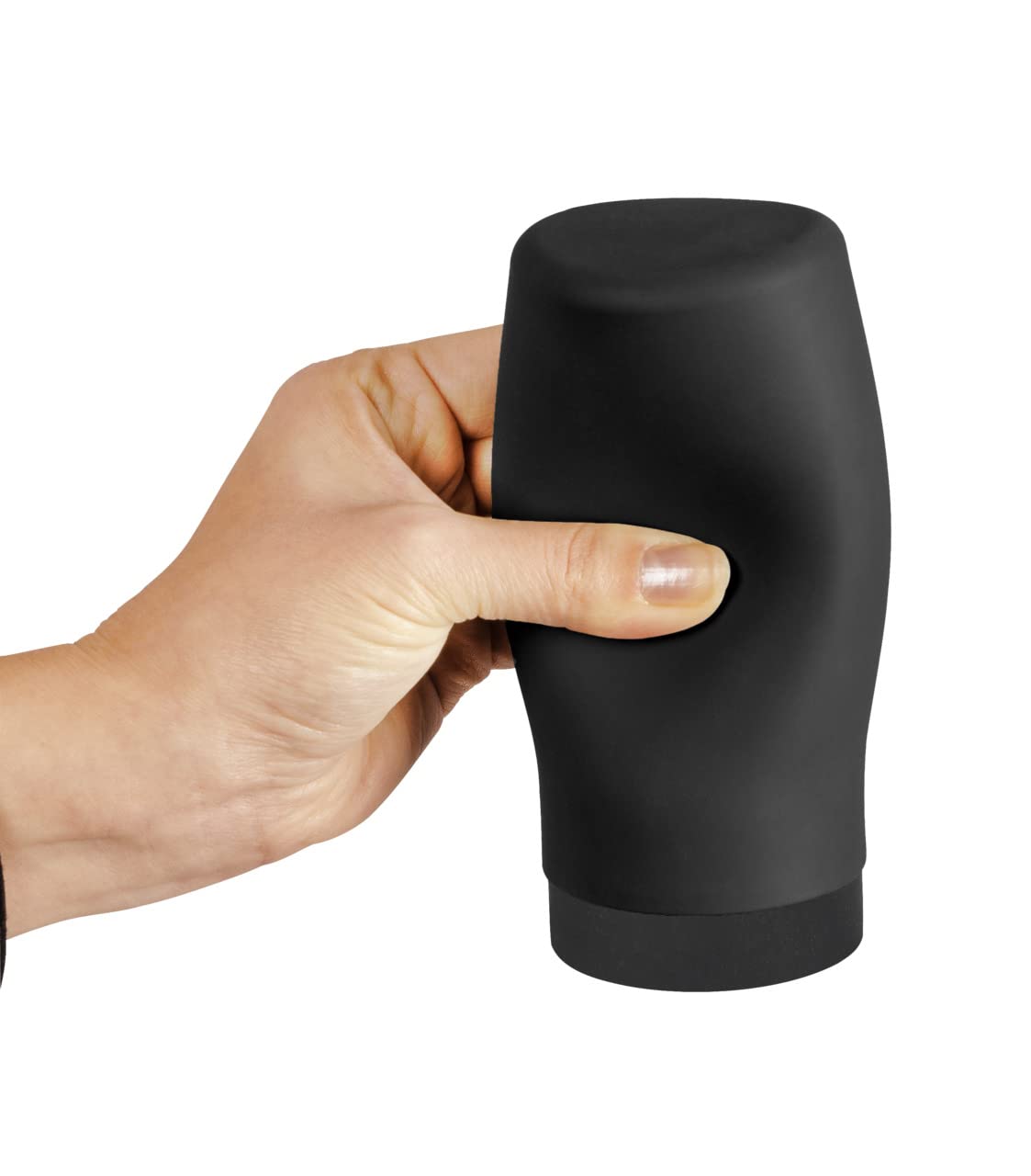 WENKO Dispensador de detergente Easy Squeez-e, dosificador de calidad para lavavajillas, fácil de dosificar, jabonera de silicona a prueba de fugas, capacidad 250 ml, Ø 6 x 14 cm, negro